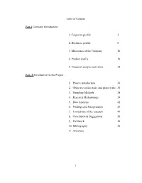 Table of Content Part-I Company Introduction 1. Corporate Profile 2 2. Bussiness Profile 6 3. Milestones of the Company 10 4. Pr