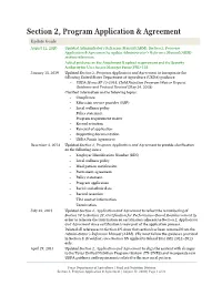 Application Agreement/Renewal—Table of Contents