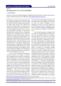 De-Extinction in a Crisis Discipline C
