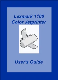 Lexmark 1100 Color Jetprinter User's Guide