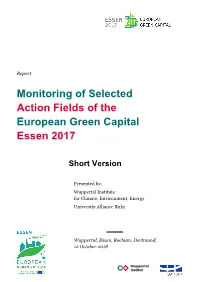 Monitoring of Selected Action Fields of the European Green Capital Essen 2017