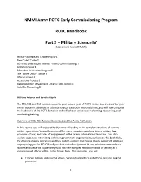 NMMI Army ROTC Early Commissioning Program ROTC