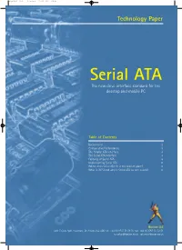Serial ATA the New Drive Interface Standard for the Desktop and Mobile PC