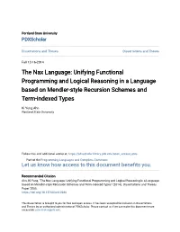 Unifying Functional Programming and Logical Reasoning in a Language Based on Mendler-Style Recursion Schemes and Term-Indexed Types