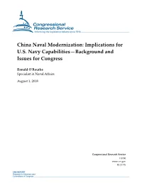 China Naval Modernization: Implications for U.S. Navy Capabilities--Background and Issues for Congress