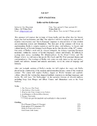 Fall 2017 GEW 4730/JST4936 Kafka and the Kafkaesque This Seminar