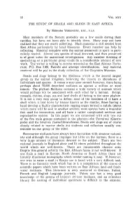 THE STUDY of SNAILS and SLUGS in EAST AFRICA Most Members Of