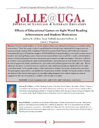 Effects of Educational Games on Sight Word Reading Achievement and Student Motivation