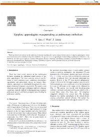 Epiploic Appendagitis Masquerading As Pulmonary Embolism