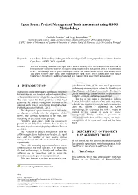 Open Source Project Management Tools Assessment Using QSOS Methodology