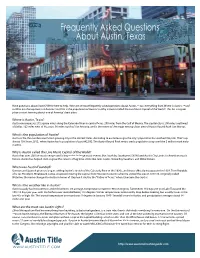 A Freque Bout Austin, Texas B T a Ti T Ently Asked Questions S