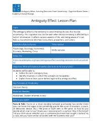 Ambiguity Effect