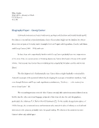 Biography Paper – Georg Cantor