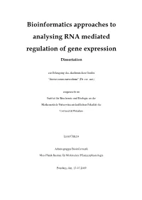 Bioinformatics Approaches to Analysing RNA Mediated Regulation of Gene Expression