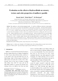 Evaluation on the Effects of Hydrocolloids on Sensory, Texture and Color Properties of Mulberry Pastille