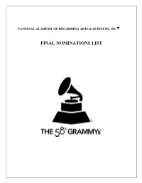 Final Nominations List