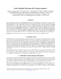 Giant Magellan Telescope Site Testing Summary*