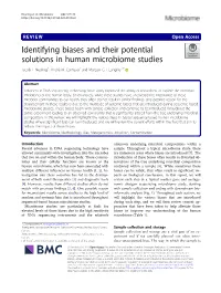 Identifying Biases and Their Potential Solutions in Human Microbiome Studies Jacob T