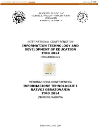 Information Technology and Development of Education Itro 2014 Proceedings