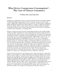 What Drives Conspicuous Consumption? – the Case of Chinese Consumers