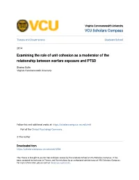 Examining the Role of Unit Cohesion As a Moderator of the Relationship Between Warfare Exposure and PTSD