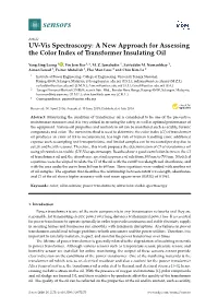 UV-Vis Spectroscopy: a New Approach for Assessing the Color Index of Transformer Insulating Oil