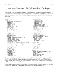 An Introduction to Ada's Predefined Packages