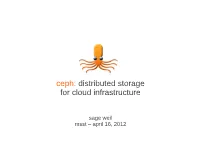 Ceph: Distributed Storage for Cloud Infrastructure