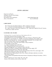STEVEN G. KELLMAN Department of English University of Texas at San