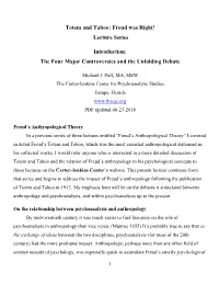 Totem and Taboo: Freud Was Right! Lecture Series