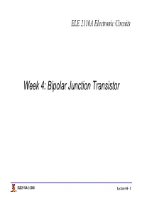 Week 4: Bipolar Junction Transistor