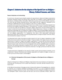 Chapter 2. Initiatives for the Adoption of the Special Law on Religion – History, Political Contexts, and Critics