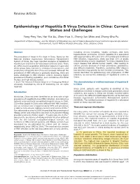 Epidemiology of Hepatitis B Virus Infection in China: Current Status and Challenges