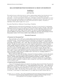 Relationships Between Mathematical Proof and Definition