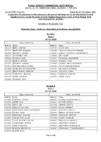 Schedule of Personality Test to the Post of Sub-Inspector in The
