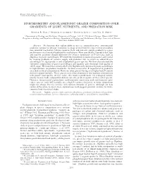 Stoichiometry and Planktonic Grazer Composition Over Gradients of Light, Nutrients, and Predation Risk
