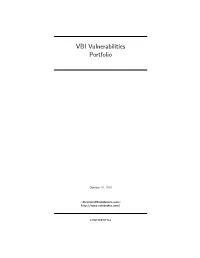 VBI Vulnerabilities Portfolio