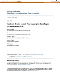 A Survey Using the Copenhagen Burnout Inventory (CBI)