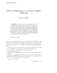 Lattice of Subgroups of a Group. Frattini Subgroup