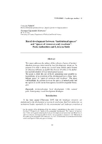 Rural Development Between “Institutional Spaces” and “Spaces of Resources and Vocations”: Park Authorities and Lags in Sicily