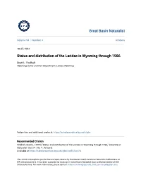 Status and Distribution of the Laridae in Wyoming Through 1986