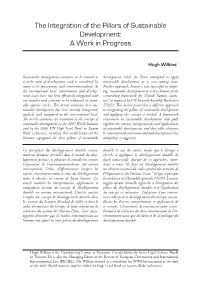 The Integration of the Pillars of Sustainable Development: a Work in Progress