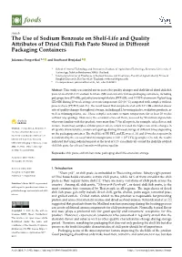 The Use of Sodium Benzoate on Shelf-Life and Quality Attributes of Dried Chili Fish Paste Stored in Different Packaging Containers