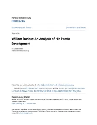 William Dunbar: an Analysis of His Poetic Development