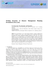 Writing Structure of Disaster Management Planning Document in West Java