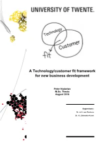 A Technology/Customer Fit Framework for New Business Development