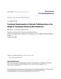 Functional Characterization of Vesicular Trafficking Genes in the Midgut of Tetranychus Urticae Via RNA Interference