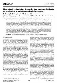 Reproductive Isolation Driven by the Combined Effects of Ecological