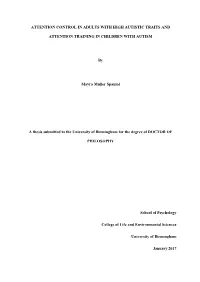 Attention Control in Adults with High Autistic Traits and Attention Training