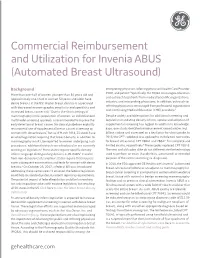 Commercial Reimbursement and Utilization for Invenia ABUS (Automated Breast Ultrasound)